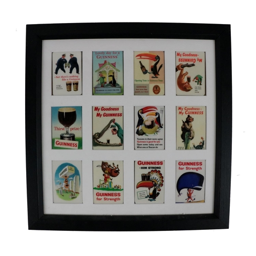 822 - Advertisement: Guinness & Co., a framed set of 12 Calendar illustrated Cards after designs by Gi... 