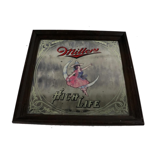 823 - Advertisement: [Miller & Co.] An original 'Millers High Life' Pub Mirror, of etched design, depi... 