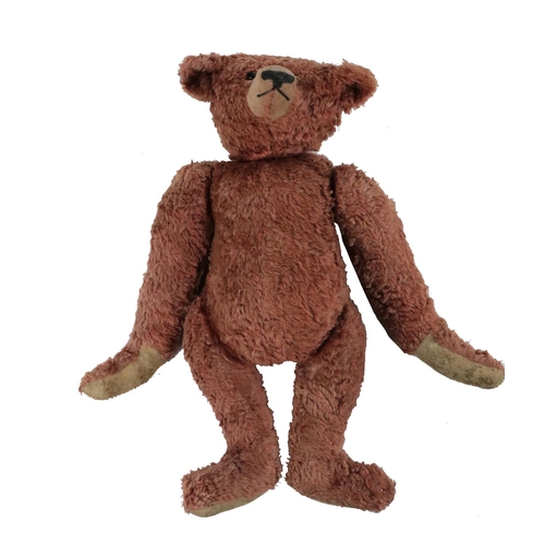 829 - A rare early 20th Century (c. 1905) Steiff golden plush Teddy Bear, with small black boot button eye... 