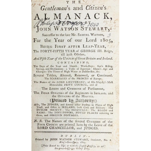 344 - Almanacks: Watson - The Gentleman's and Citizens Almanack, for 1805, 1813, 1821, 1827, and 1836... 