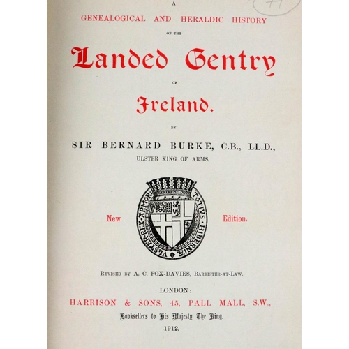 854 - Irish Genealogy:  Burke (Sir B.) A Genealogical and Heraldic History of the Landed Gentry ... 