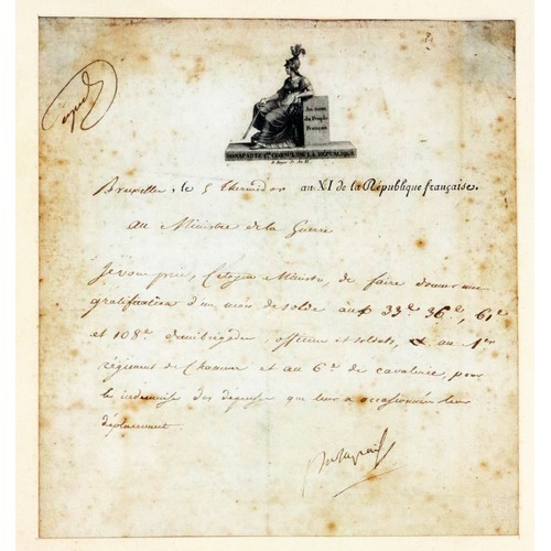 540 - Signed by NapoleonNapoleon Bonaparte. Letter from Napoleon I, written at Brusselles on 24 July 1803,... 