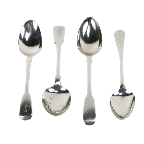 38 - Four miscellaneous Dessert Spoons, three fiddle pattern, two 1839, one 1831 initialled C. & G. a... 