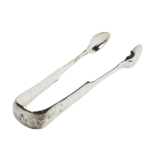 47 - A silver fiddle pattern Sugar Tongs, Edinburgh c. 1814, makers initials D.G., initialled 