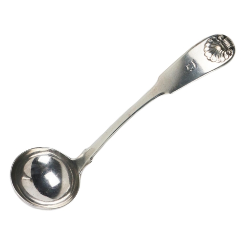 77 - A silver Toddy Ladle, Newcastle c. 1833, in the fiddle pattern with shell motif, by Thomas Wheatley,... 