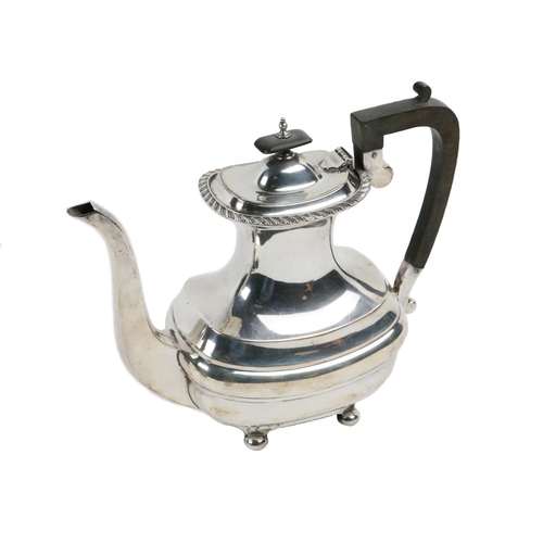 94 - A Sheffield silver Coffee Pot, in the c. 1810 style, the oblong plain body with a pressed central ri... 