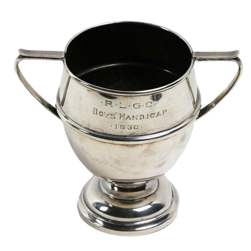 98 - A silver Trophy Cup, Sheffield c. 1929, by Martin Hall & Co., of ovoid shape with a wire border ... 