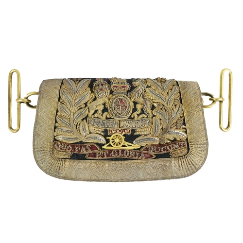 154 - Militaria: A Victorian embroidered Military Officers ornate Cross Belt Pouch - Royal Horse Artillery... 