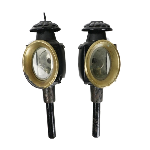 160 - A pair of original painted metal Carriage Lamps. (2)