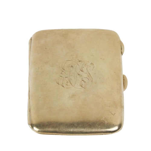 182 - A 9ct gold single sided Cigarette Case, Birmingham c. 1942, the case is plain with initials 