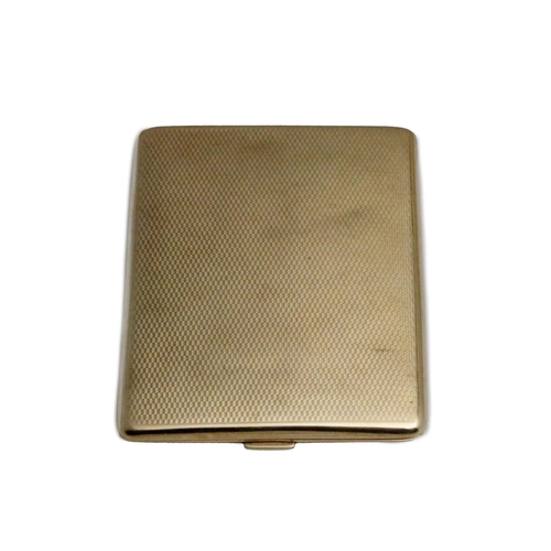 183 - A 9ct gold single side oblong Cigarette Case, Chester c. 1939, with engrave engine turn pattern and ... 