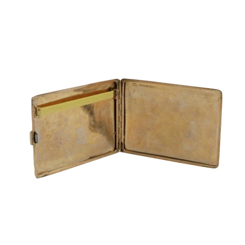 183 - A 9ct gold single side oblong Cigarette Case, Chester c. 1939, with engrave engine turn pattern and ... 