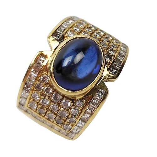 205 - An attractive and unusual design Ladies 18ct gold Ring, (approx. 15gms) set with 34 round and 3... 