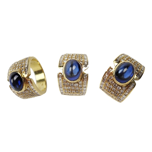 205 - An attractive and unusual design Ladies 18ct gold Ring, (approx. 15gms) set with 34 round and 3... 