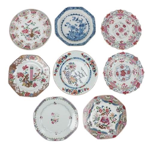 219 - A very good collection of 8 early 19th Century Chinese Plates, some pairs, all attractively decorate... 