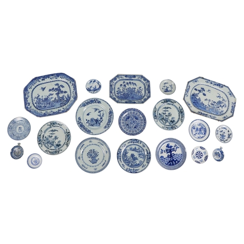 250 - A large collection of 19th Century blue and white Chinese Porcelain, including a large and small sha... 