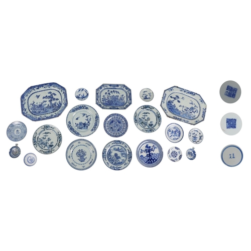 250 - A large collection of 19th Century blue and white Chinese Porcelain, including a large and small sha... 