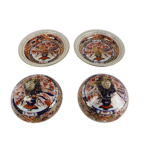 270 - A pair of attractive 20th Century Japanese Satsuma circular Tureens and Covers, decorated in the typ... 