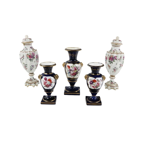 311 - A pair of tall 19th Century Samson floral decorated Vases & Covers, with fine painted armor... 