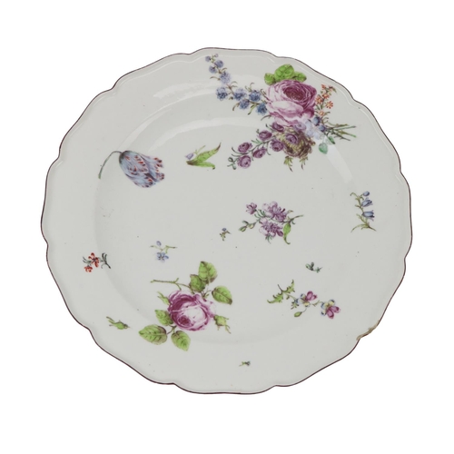 314 - A very attractive large late 18th Century floral decorated Chelsea? Plate, approx. 28cms (11