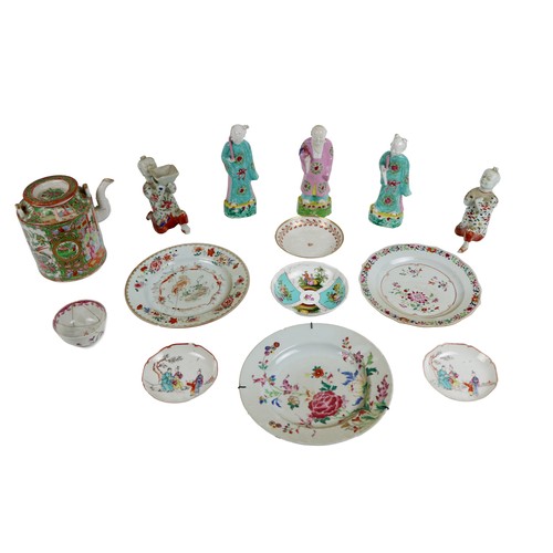 258 - A collection of varied 19th Century Chinese Porcelain, comprising large Cantonese Teapot, Kangxi typ... 