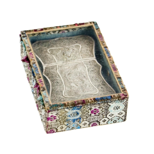 140 - An attractive 20th Century Chinese silver filigree Card Case, the front with dragon design, the reve... 