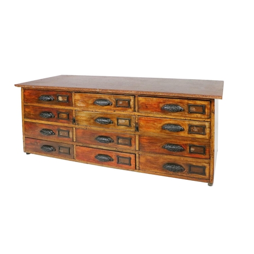 351 - An Edwardian Curio Cabinet Chest, with twelve drawers and ornate metal handles, approx. 125cms wide ... 