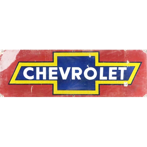 366 - Advertisement: A Vintage enamel Sign for Chevrolet, pierced, approx. 31cm x 91cms (12