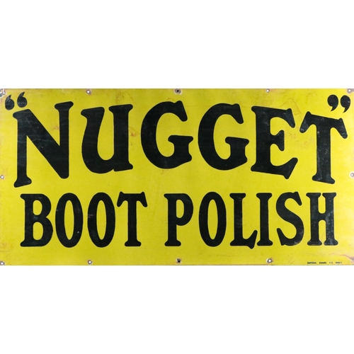 370 - Advertisement: A large Vintage enamel Sign for  'Nugget Boot Polish,' pierced, approx. 51cms x ... 