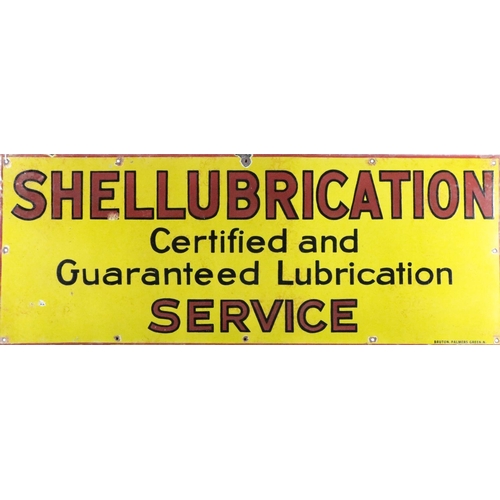 371 - Advertisement: A Vintage enamel Sign for 'Shellubrication certified and guaranteed lubrication ... 