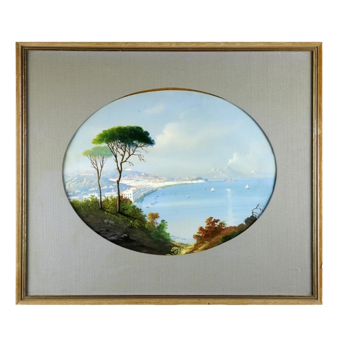 450 - 19th Century Neapolitan SchoolA set of three oval gouache views of the Amalfi Coast, showing Isle of... 