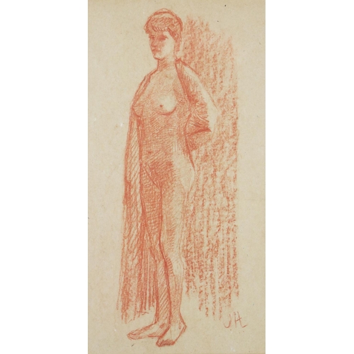 451 - J.H., 20th Century Irish SchoolA set of 4 Study Drawings of female figures and nudes, chalk and penc... 