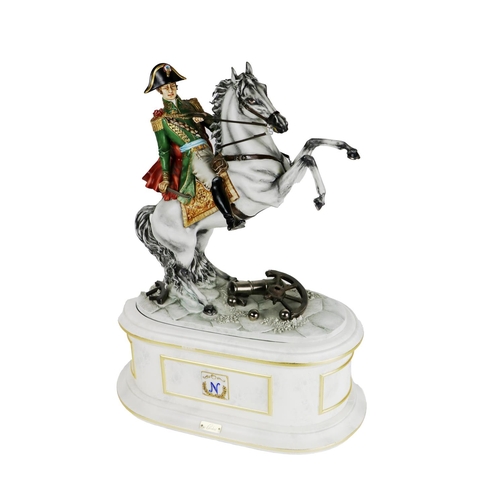 455 - A large 20th Century Italian porcelain Capodimonte Figure, by Cortese of Napoleon on horseback in fu... 