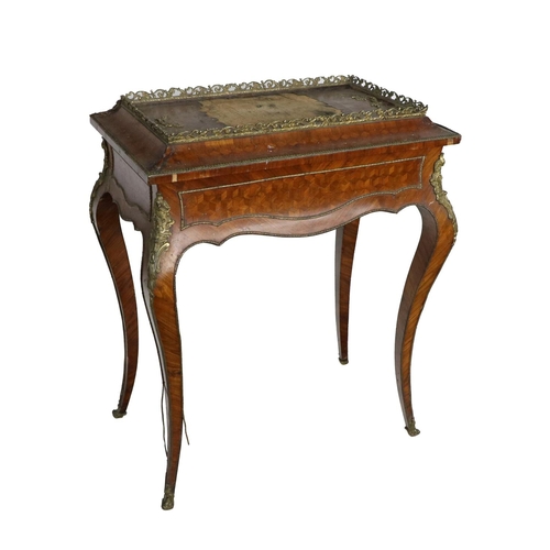 474 - A 19th Century French marquetry kingswood Jardinière, with lift out top (damaged) with pierced ormol... 