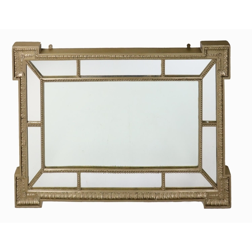 485 - A Regency style giltwood upright compartmental Mirror, with large central mirror inside varied small... 