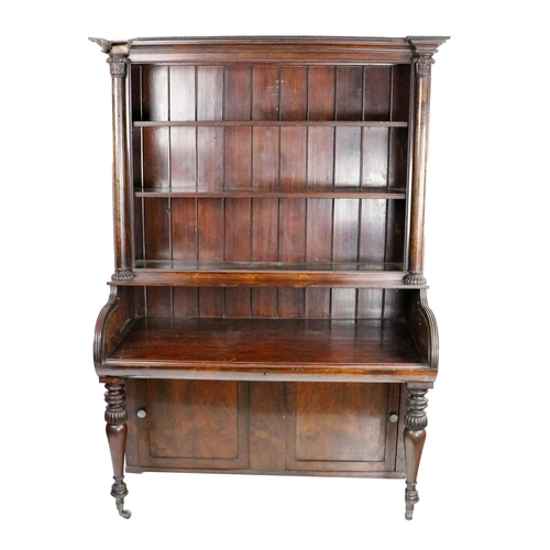 488 - A William IV Irish rosewood Open Bookcase, the inverted cornice with beadwork border above three ope... 