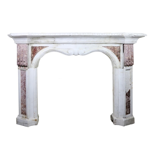 490 - A Victorian marble Fire Surround, the moulded mantle with egg n' dart border of serpentine shape abo... 