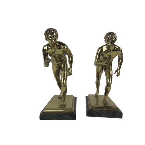 492 - 20th Century Italian School. After the Antique.A pair of gilded bronze Figures of Roman Wrestlers or... 