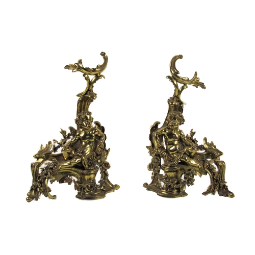 495 - A pair of fine quality 19th Century French gilded brass Chevets, decorated in the rococo taste with ... 