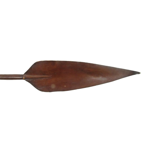 515 - Ethnographic:  A 19th Century Polynesian Spear Paddle, the pointed splayed top with ribbed centre bo... 