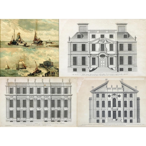 463 - Prints:  A set of three black and white Engravings by Charles Campbell, depicting Roehampton House, ... 