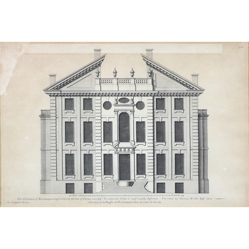 463 - Prints:  A set of three black and white Engravings by Charles Campbell, depicting Roehampton House, ... 