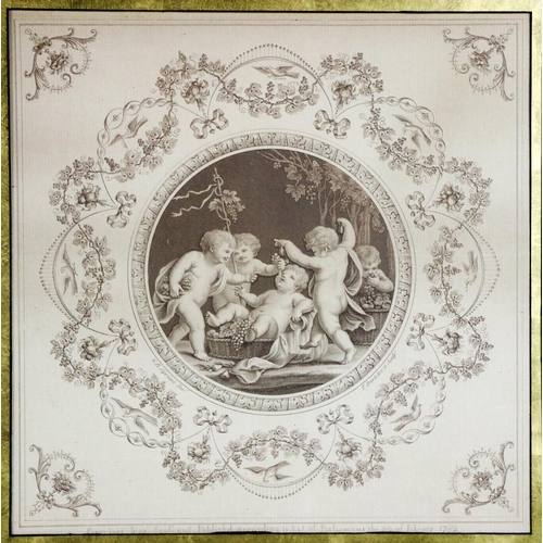 539 - Prints:  An 18th Century Engraving after Bartolozzi, engraved by Pergolesi of cherubs, in glass moun... 