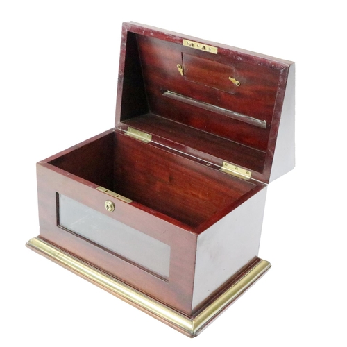 596 - A fine quality Irish Georgian period mahogany 'Estate' Letter Box, with sloped top brass mounts, and... 