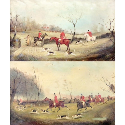 614 - Philip H. Rideout, British (1860-1920)A pair of Landscape Hunting Scenes with Huntsmen, Horses and H... 