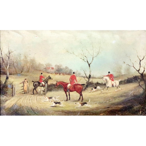 614 - Philip H. Rideout, British (1860-1920)A pair of Landscape Hunting Scenes with Huntsmen, Horses and H... 