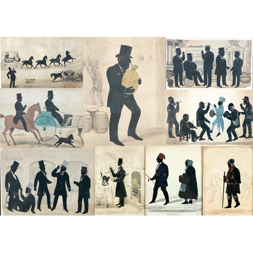 617 - Stephen O'Driscoll Irish (1825-1895)A group of 8 original Silhouette Conversation Pieces, as follows... 