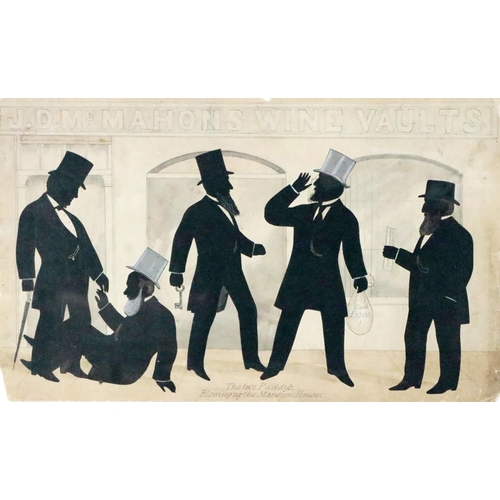 617 - Stephen O'Driscoll Irish (1825-1895)A group of 8 original Silhouette Conversation Pieces, as follows... 