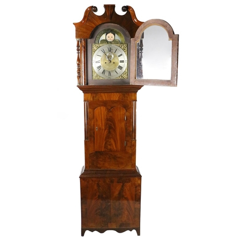 619 - A large 19th Century Scottish mahogany cased Grandfather Clock, the hood with breakneck pediment ove... 