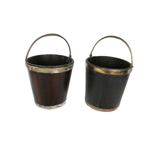 632 - A pair of Irish Georgian period Provincial (probably Limerick) mahogany Buckets, each with brass loo... 